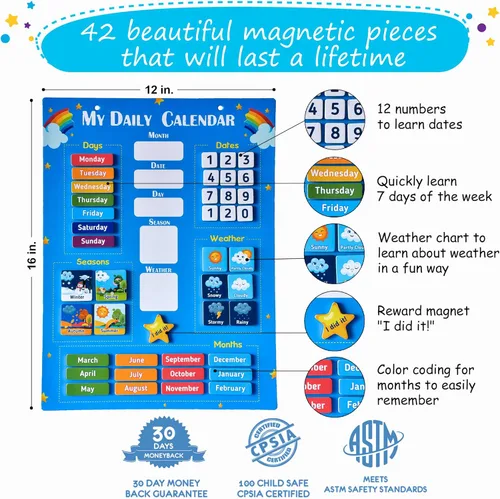 Miniatura 3 de Calendario Infantil Simply Magic 2025 - Mi Primer Calendario Magnético Diario para Niños, Todo Sobre Hoy Tablero, Calendarios de Días de la Semana