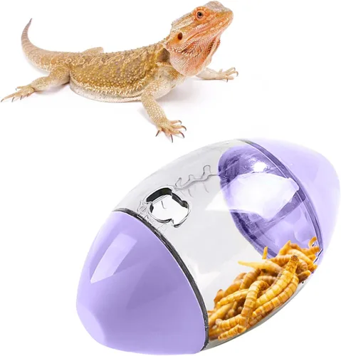 ALI2 Juguete con forma de rugby, juguete de enriquecimiento interactivo de reptil para lagarto, gecko y animales pequeños Púrpura