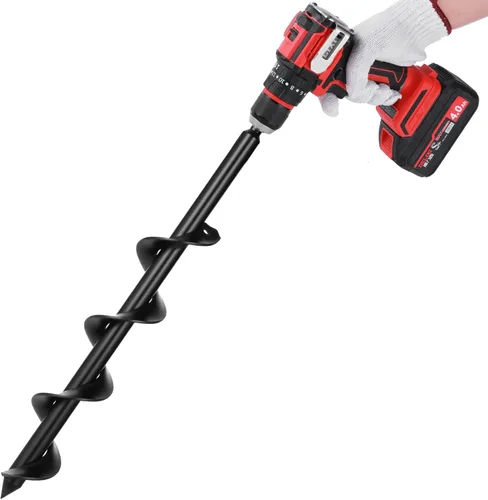 Miniatura 5 de ERYTLLY Plantador de Bulbos, Broca en Espiral, Herramienta de Jardinería 8 x 30,5 cm, Excavadora Rápida de Agujeros para Paraguas para Plantar