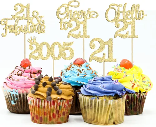 Miniatura 42 de Gyufise Paquete de 24 adornos negros para cupcakes de 10.º cumpleaños con purpurina negra 10 Ten Hello 10 Dights dobles desde 2015 para decoraciones