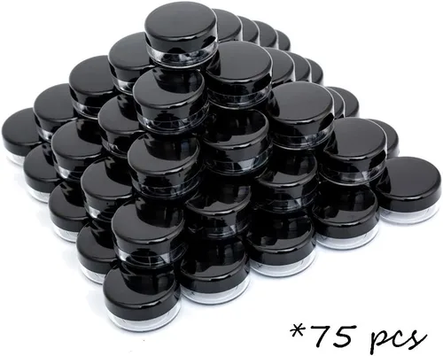Miniatura 41 de Envases de muestra de 3 gramos con tapas, 75 paquetes de tarros de muestra diminutos con etiquetas, envases cosméticos de plástico mini para Tapa