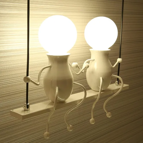 Miniatura 6 de Iluminación colgante LED creativa, moderna, doble para personas pequeñas, lámpara colgante de techo, luces colgantes ajustables para dormitorio