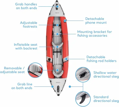 Miniatura 4 de INTEX 68309EP Excursion Pro K2 Juego de kayak inflable: incluye paletas de kayak de lujo de 86 pulgadas y bomba de alto rendimiento - PVC superTough
