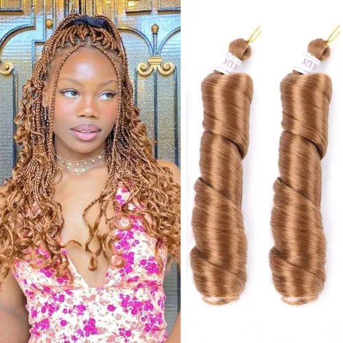 Miniatura 45 de Cabello rizado francés trenzado para trenzas de caja, 8 paquetes de 12 pulgadas, 3.00 oz/paquete, cabello trenzado de onda suelta, extensiones