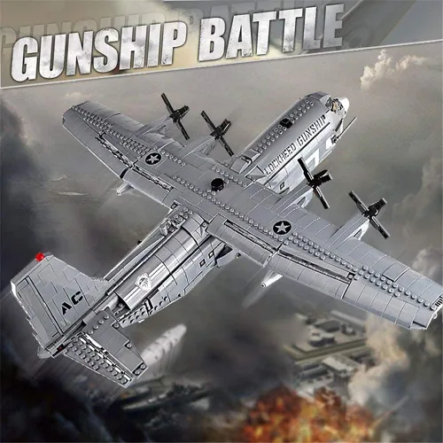 Miniatura 6 de AC-130 Gunship - Juego de bloques de construcción de aviones de 1713 piezas WW2, kit de modelo de construcción para adultos y adolescentes, avión