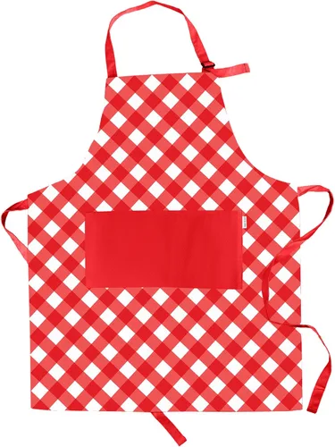 Adjustable Designer Kitchen Apron for Adults | Cotton Cooking Apron with Pockets and Adjustable Neck Buckle Rojo (Red Gingham)