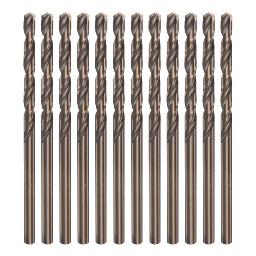 Miniatura 10 de HARFINGTON 12 brocas de cobalto, 0.094 in M35 de alta velocidad métrica de acero de alta velocidad brocas de vástago recto para metal duro, acero