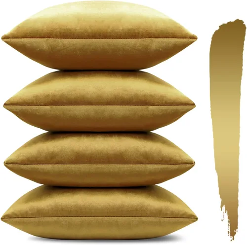 Miniatura 22 de OTOSTAR Juego de 4 fundas de almohada decorativas de terciopelo suave, fundas de cojín lumbares sólidas, fundas de cojín lujosas para sofá