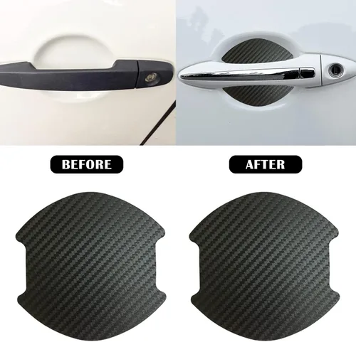 Miniatura 3 de kingsea 4 protectores de arañazos para manija de puerta de automóvil, textura magnética extraíble de fibra de carbono 3D, textura de fibra