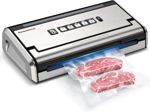 Miniatura 9 de Bonsenkitchen Máquina selladora al vacío, tecnología Globefish para un sellado al vacío perfecto, potente sellador al vacío de alimentos de bajo