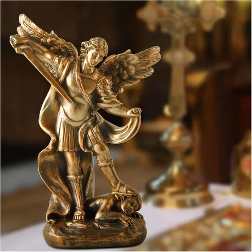Miniatura 8 de Estatua de San Miguel Arcangel - Figura de ángel de San Miguel, estatua de resina con acabado de bronce antiguo, ideal para coleccionistas