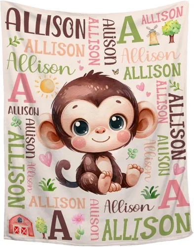 Miniatura 31 de Manta de conejo personalizada para niños y niñas, manta de bebé ultra suave, regalo personalizado, decoración de manta con nombre, 30 x 40 pulgadas
