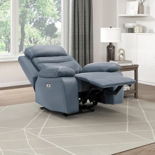 Miniatura 7 de Lexicon Silla Reclinable para Sala de Estar de Combinación de Cuero, Asientos para Cine en Casa, Sillón Reclinable Pegado a la Pared, Sillón Azul