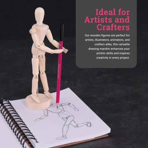 Miniatura 7 de US Art Supply® - Maniquí articulado de madera de 8 pulgadas para mujer, maniquí articulado con base y cuerpo flexible, perfecto para dibujar