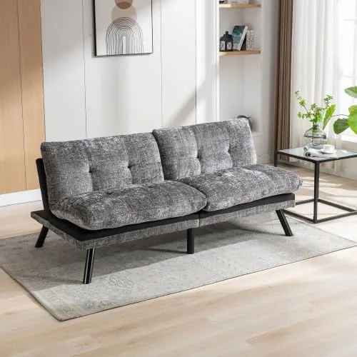 Miniatura 11 de anwickjeff Sofá cama futón, sofá convertible moderno, sofá biplaza plegable, sofás de futón transpirables para espacios pequeños compactos