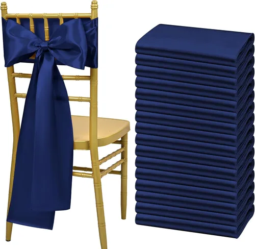 Miniatura 23 de Showgeous 60 cintas decorativas de satén negro para silla, lazos para decoración de banquetes, fiestas, baby shower, eventos (7 x 108 pulgadas)