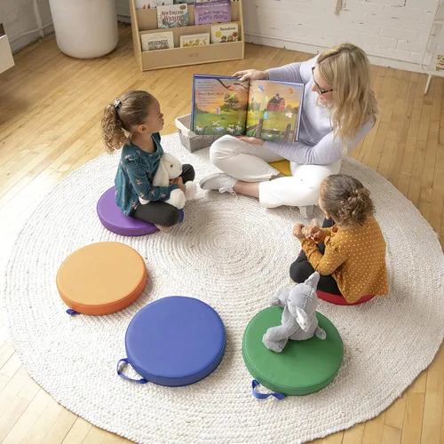 Miniatura 10 de ECR4Kids SoftZone - Cojines de suelo, redondos, asientos flexibles, surtidos, 6 piezas