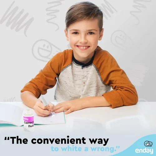 Miniatura 6 de Enday - Líquido corrector líquido de corrección, paquete de 4, líquido blanco, 0.7 onzas líquidas, corrector suave multiusos para la escuela
