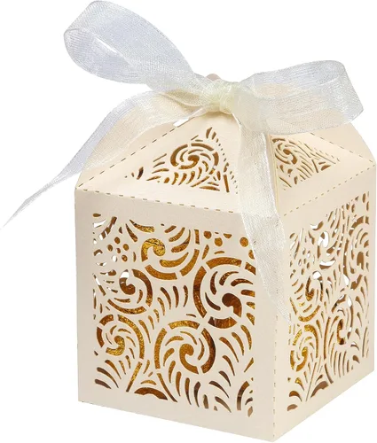 Miniatura 5 de COTOPHER 60 cajas de recuerdo cortadas con láser, caja de regalo pequeña de 2 x 2 x 2.75 pulgadas para regalos, recuerdos de fiesta de boda