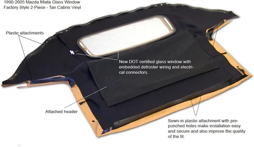 Miniatura 4 de Sierra Auto Tops Convertible Top Reemplazo para Mazda Miata MX5 1990-2005, Stayfast Canvas, Beige