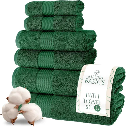 Miniatura 26 de MAURA Basics - Toallas de baño de 100 % algodón turco con bucles de gancho. Juego de toallas de felpa absorbentes de lujo extra grandes para baño