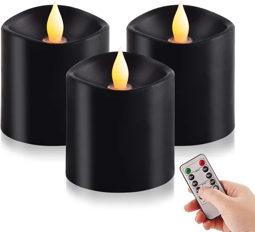 Miniatura 25 de Juego de 1 velas sin llama de 3 x 4, batería de 2 AA, 600 horas, velas parpadeantes con temporizador, velas sin llama de 4 pulgadas con control