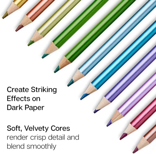 Miniatura 2 de KINGART Juego de lápices metálicos de 12 unidades, 12 colores brillantes para superficies claras y oscuras, preafilados, duraderos para bocetos