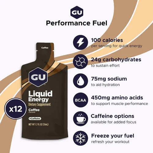 Miniatura 2 de GU Gel energético líquido energético con carbohidratos complejos, vegano, sin gluten y sin lácteos, energía para cualquier entrenamiento, 12