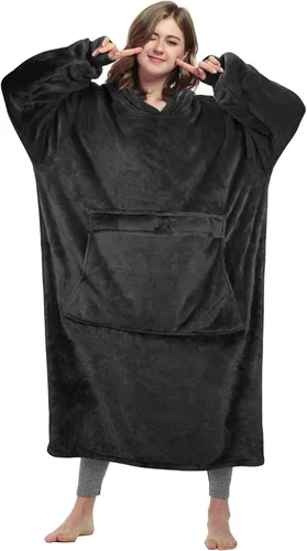 Miniatura 10 de Catalonia - Sudadera gigante tipo manta con capucha, sudadera con forro polar y bolsillo frontal grande, para adultos, hombres, mujeres