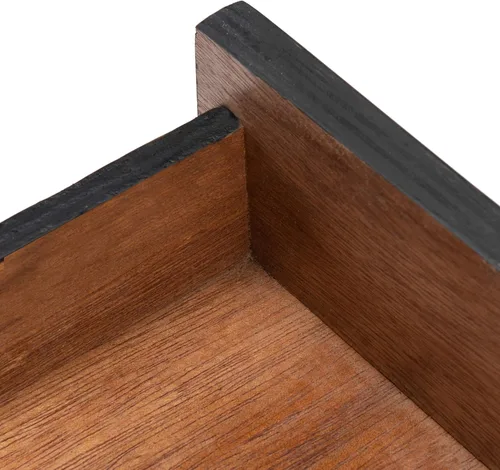 Miniatura 6 de SAFAVIEH Home Collection - Mesita de noche Roya negra y natural con cajón y estante, mesa de acento costera, marco estilo bambú y cajón de ratán