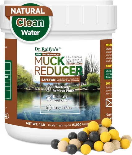 Dr.Raifya's Reductor de polvo - 9.000 gránulos naturales de lodos de estanque y fuente de agua, bacterias beneficiosas seguras para peces y vida