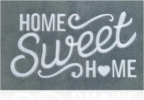 Miniatura 16 de Alfombra de bienvenida para puerta para interiores y exteriores, con parte trasera de goma antideslizante, “Home Sweet Home”, absorbe el barro