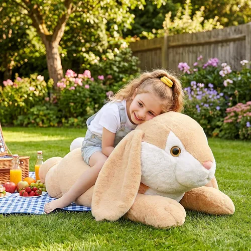 Miniatura 6 de IKASA Juguete de peluche de conejo gigante, conejito grande de 30 pulgadas, juguetes de peluche para niños y niñas