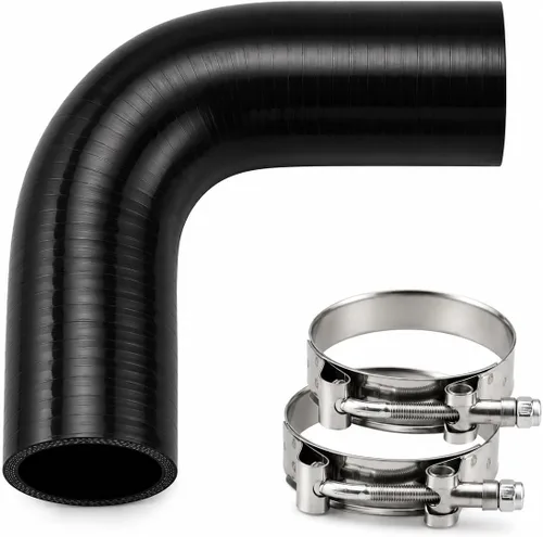 Miniatura 9 de Ucreative Codo de 90 grados ID: 2.0" (51mm) Manguera de silicona acopladora de 4 capas de alto rendimiento para vehículo con abrazadera de perno en T