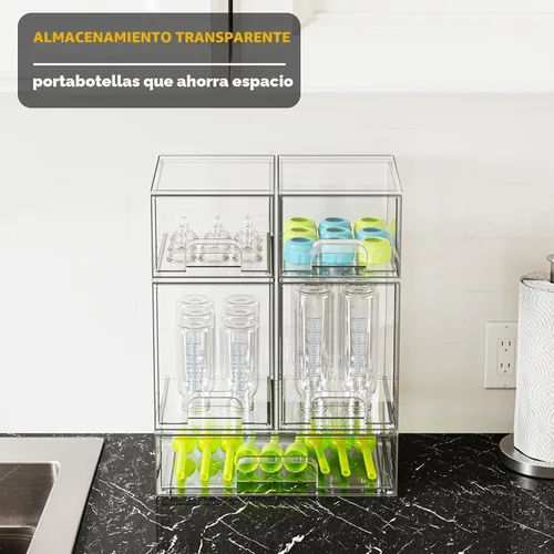 Miniatura 5 de SpaceAid Organizador de almacenamiento de botellas para bebé, contenedor organizador de estación de botellas de acrílico, cajones transparentes