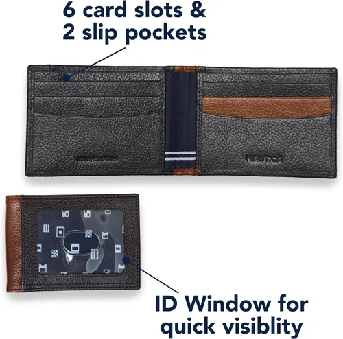 Miniatura 5 de Nautica Pebble Two-Tone Leather Wallet