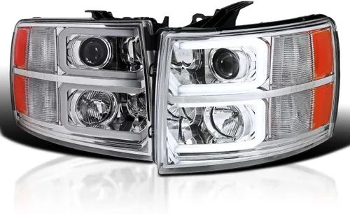 Miniatura 6 de SPEC-D TUNING Faros delanteros de proyector de tubo LED negro compatibles con Chevy Silverado 1500 2007-2013, Chevy Silverado 2500HD / 3500HD