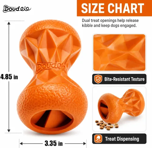 Miniatura 6 de Juguetes para perros grandes – Juguete masticable de goma duradero para masticadores agresivos, bola de rompecabezas interactiva dispensadora