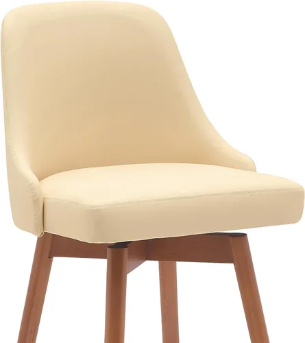 Miniatura 6 de Armen Living Sicily Modern Farmhouse Taburete giratorio de madera de nogal de 26 pulgadas de altura para encimera de isla de cocina, en piel Crema