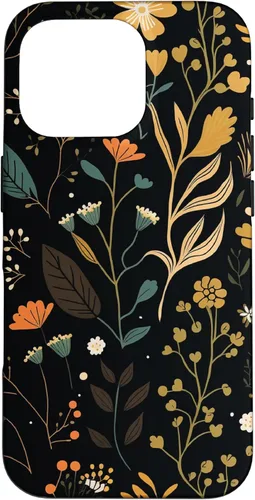Miniatura 20 de Funda negra para iPhone 12/12 Pro con diseño floral, estética, simple, bohemio, moderno, flores botánicas