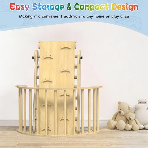 Miniatura 8 de Pikler - Juego de triángulos plegables 7 en 1, juguetes de escalada para niños, gimnasio de selva para bebés con rampa y arco, juego de escalada