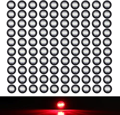 Miniatura 8 de TMH Paquete de 100 luces LED rojas de 3/4 pulgadas con lente ahumada de 3/4 pulgadas, luces de marcador LED laterales para remolque, camión, Lente