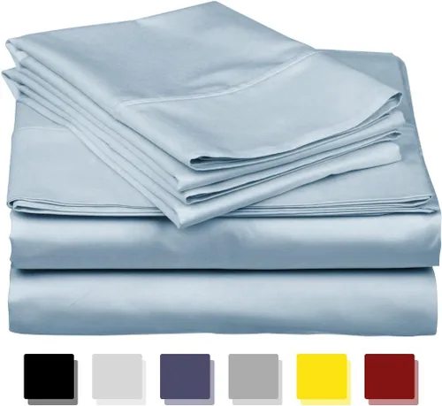 Miniatura 54 de Juego de sábanas de 1500 TC 100% algodón Pima (4 piezas, 1 ajustable, 1 plano, 2 fundas de almohada)