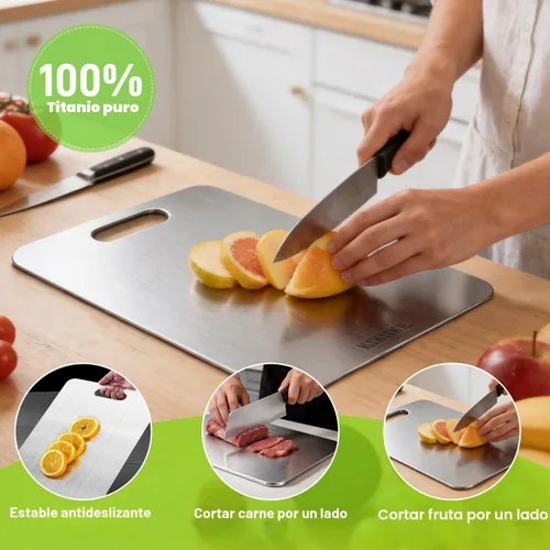 Miniatura 2 de Tabla de Cortar de Titanio de Doble Cara 100% Titanio Puro Tablas de Cortar para Cocina - Tablas de cortar de titanware de grado alimenticio