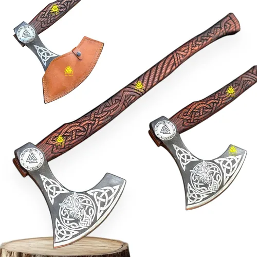 /Hacha Berserker a dos manos, hachas de batalla nórdicas de acero forjado a mano, hachas vikingas de estilo escandinavo, táctica barbuda vikinga,