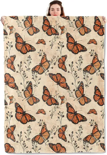 Miniatura 9 de Manta ligera de pájaros y mariposas, regalos para amantes de la naturaleza, manta de franela con rosa colorida y hortensias impresas para sofá