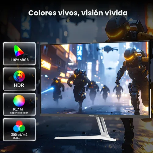 Miniatura 5 de Amzfast Monitor de Gaming de 24 Pulgadas 200Hz FHD 1080p Monitor de Computadora IPS Rápido, 110% sRGB 1ms Soporte HDR Sincronización Adaptativa