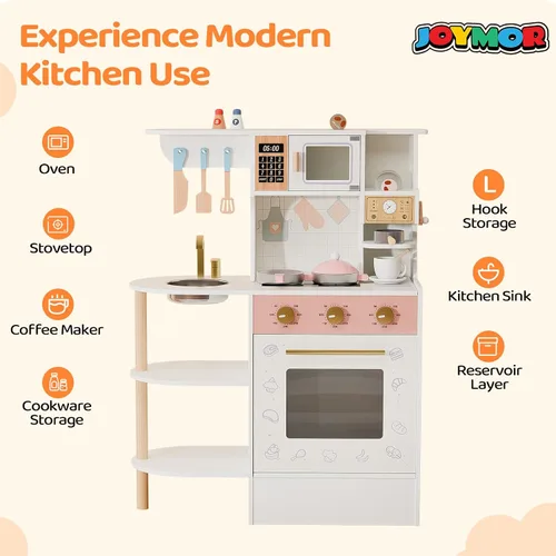 Miniatura 2 de JOYMOR Juego de Cocina Infantil, Cocina para Niños Pequeños con Fregadero de Cocina y Abundantes Accesorios de Cocina, Ideal para el Juego Creativo
