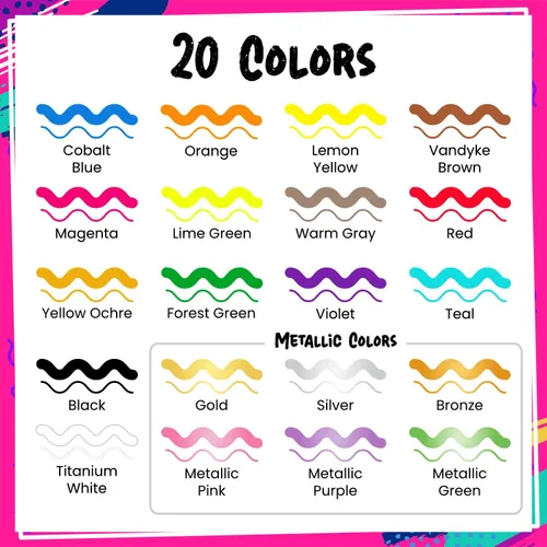 Miniatura 2 de Chalkola 20 marcadores de pintura acrílica de doble punta, kit de marcadores acrílicos para pintura en roca, lienzo, madera, cerámica, vidrio, tela
