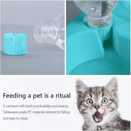 Miniatura 5 de MILIFUN Cuencos dobles para perros y gatos, juego de cuencos de agua y comida para mascotas, juego de cuencos inclinados de 15° para agua